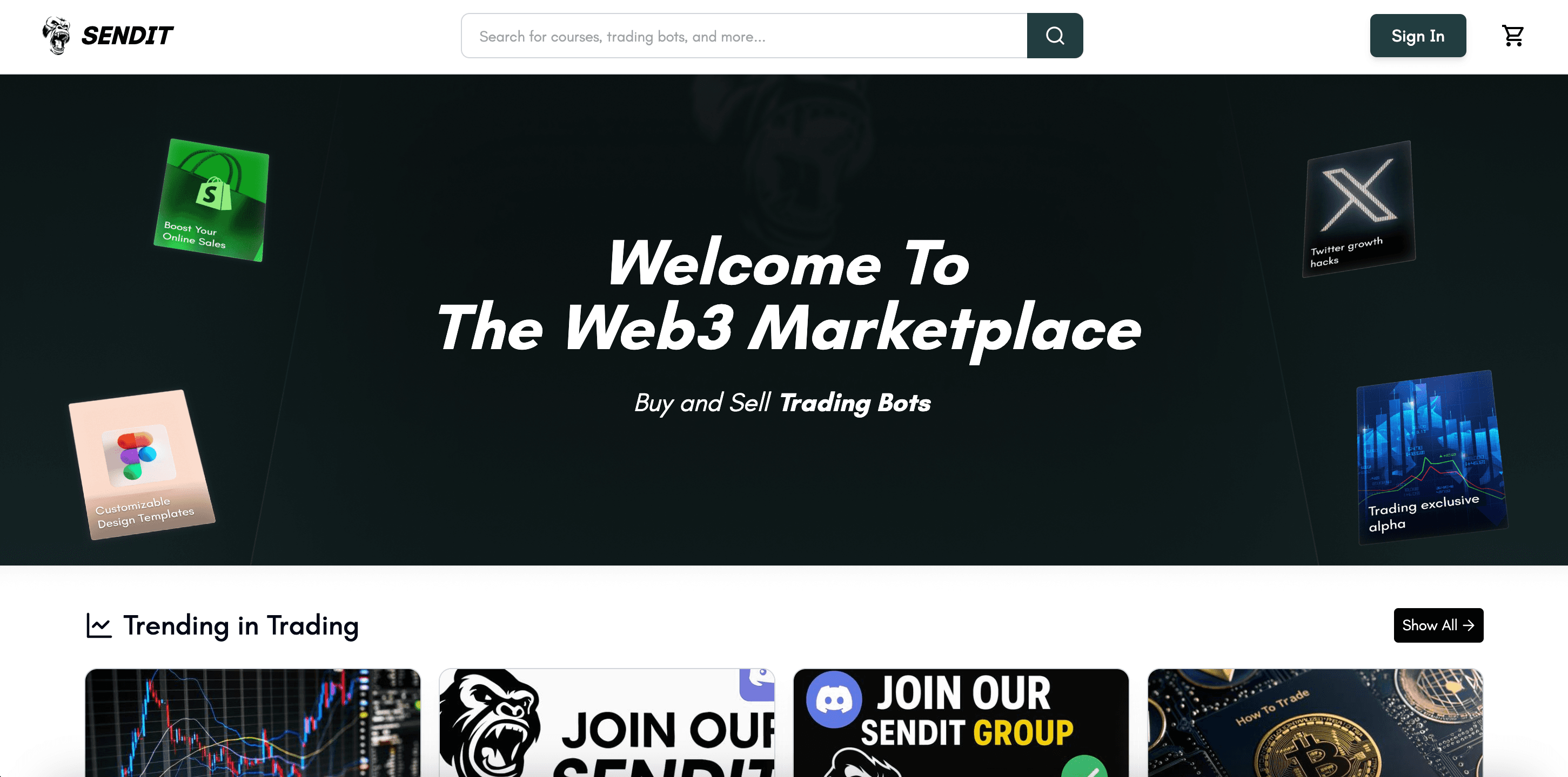 Screenshot of Sendit Markets